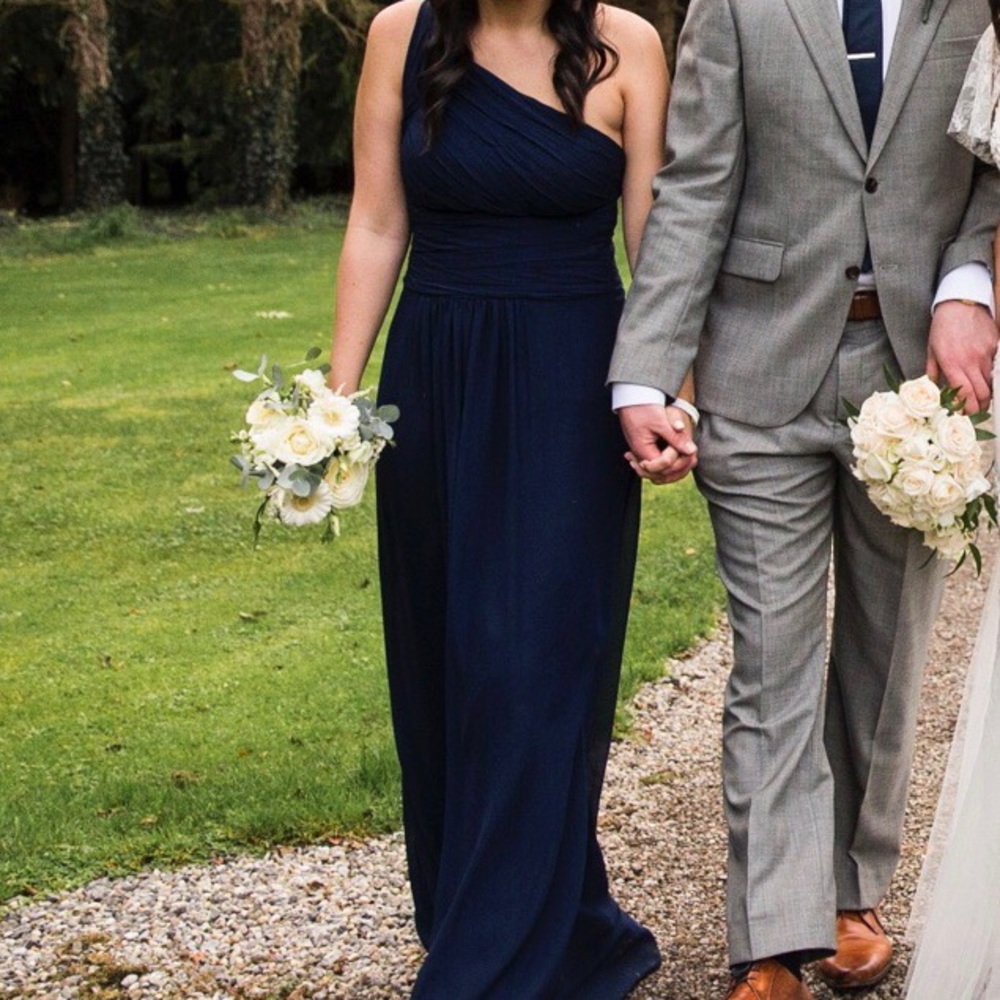 Monique Lhuillier Navy Bridesmaid Gown